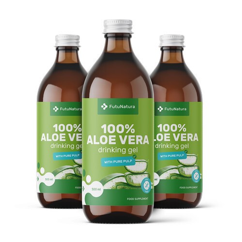 3x 100% aloe vera-juice med stykker af frugtkød