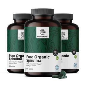 3x organická spirulina 500 mg
