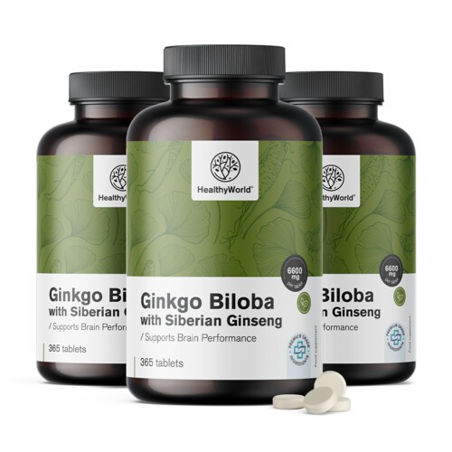 3x Ginkgo biloba med sibirisk ginseng 6600 mg
