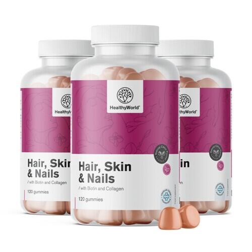 3x Hair, Skin & Nails – Gumíky na vlasy, pokožku a nechty