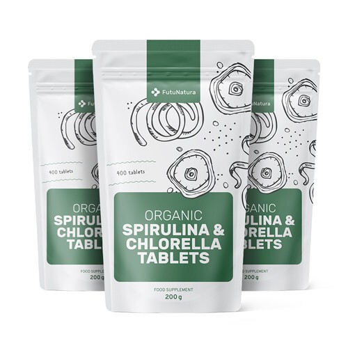 3x økologiske alger Spirulina + Chlorella