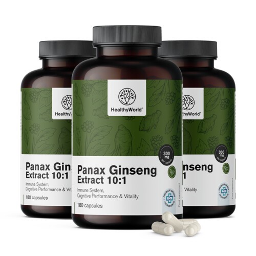 3x Panax Ginseng 300 mg - žeņšeņa ekstrakts 10:1