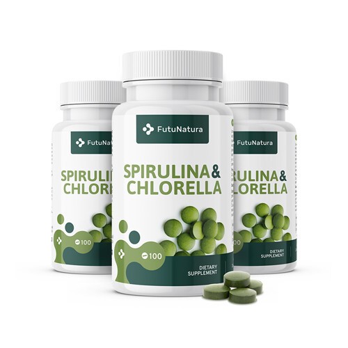 3x alger Spirulina + Chlorella