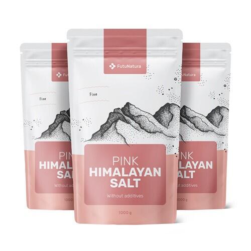 3x Sal rosa del Himalaya, finamente molida