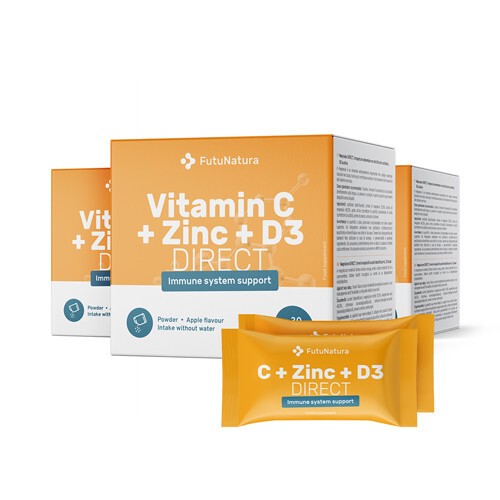 3x Vitamín C 500 + Zinok + D3 DIRECT