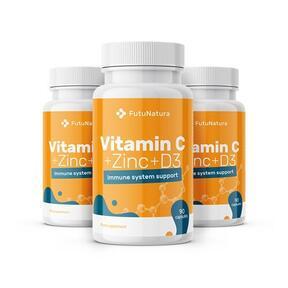 3x Vitamín C + zinok + vitamín D3