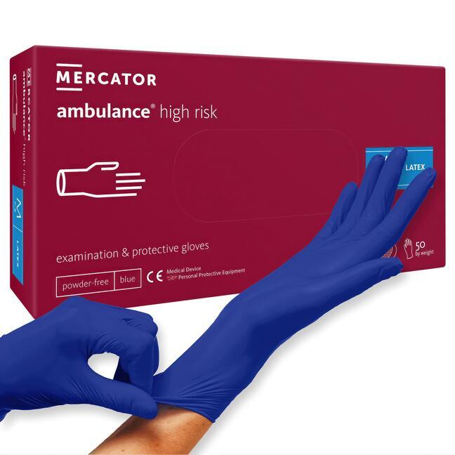 Ambulantní latexové rukavice MERCATOR s vysokým rizikem L bez pudru