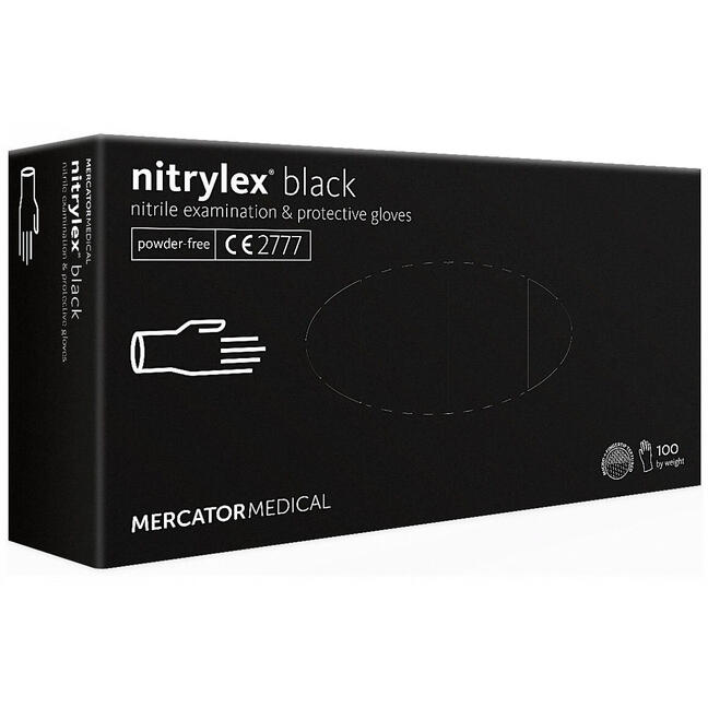 Nitrilne rukavice bez pudera Mercator Nitrylex crne L - 100 kom