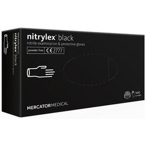 Poedervrije nitrilhandschoenen Mercator Nitrylex zwart XL - 100 stuks