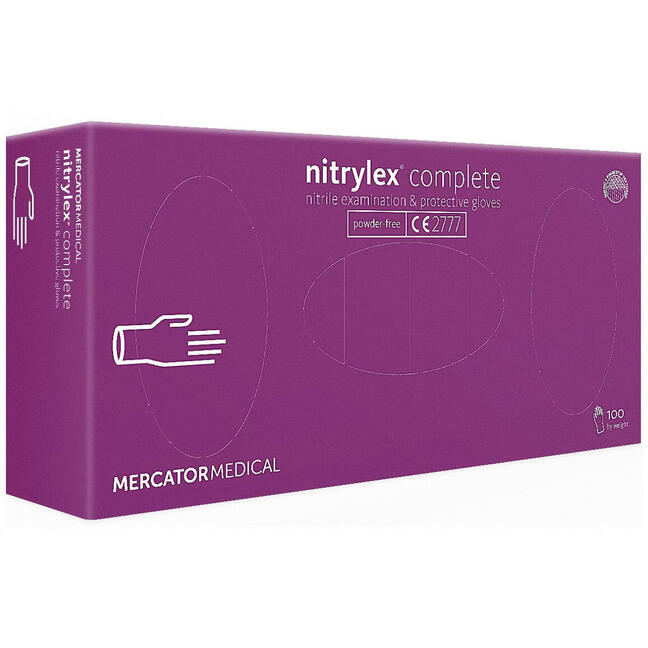 Powder-free nitrile gloves Mercator Nytrilex complete S - 100 pcs