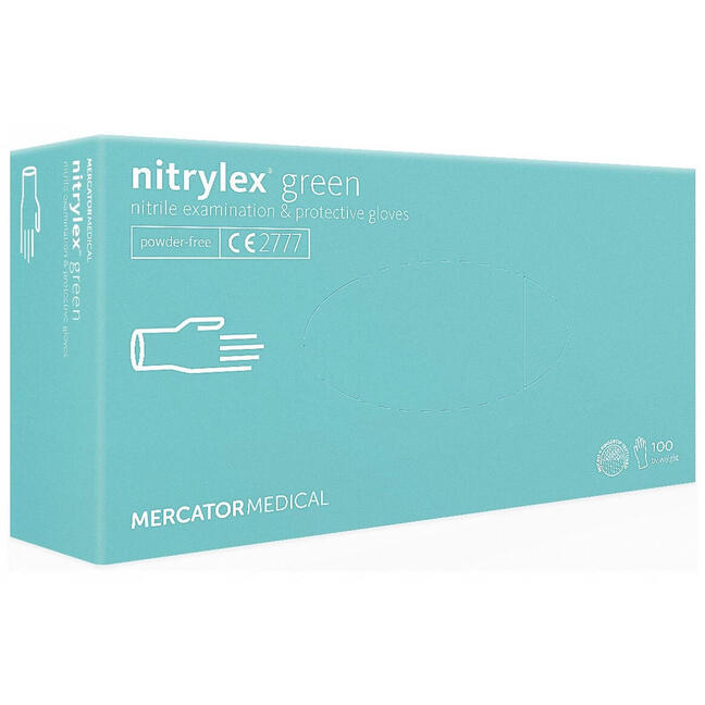 Powder-free nitrile gloves Mercator Nitrylex green L - 100 pcs