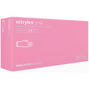 Mănuși din nitril fără pudră Mercator Nitrylex roz XL - 100 buc