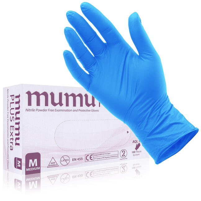 MUMU Plus M be pudros nitrilo pirštinės - 100vnt