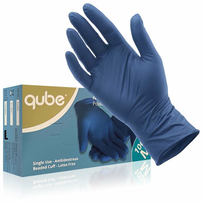 Bezpudrové nitrilové rukavice QUBE S - 100ks