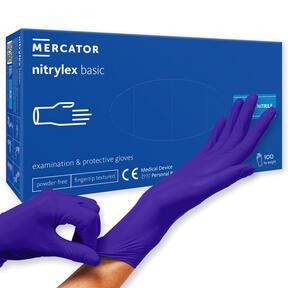Bezpudrowe rękawice nitrylowe MERCATOR nitrylex basic M