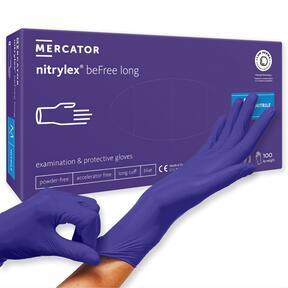 Bezpudrowe rękawice nitrylowe MERCATOR nitrylex beFree long M