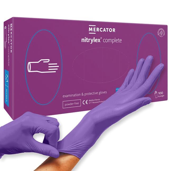 Bezpudrowe rękawice nitrylowe MERCATOR nitrylex complete L