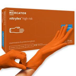 Bezpudrowe rękawice nitrylowe MERCATOR nitrylex XL wysokiego ryzyka