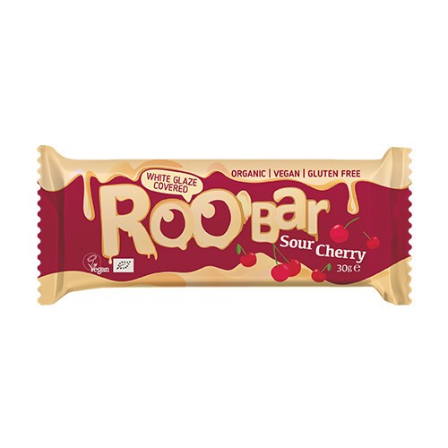 BIO Roobar barrita vegana - cereza y glaseado blanco