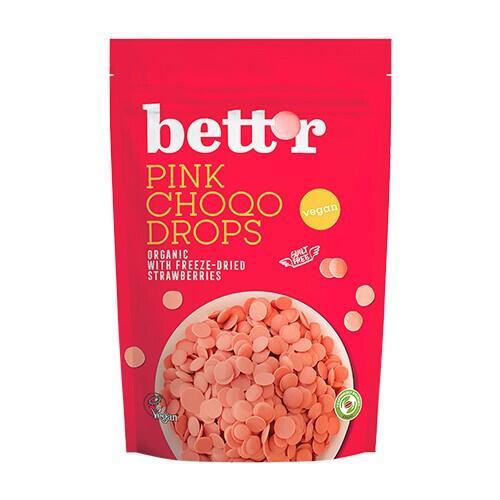 Biologische chocoladedruppels - roze chocolade