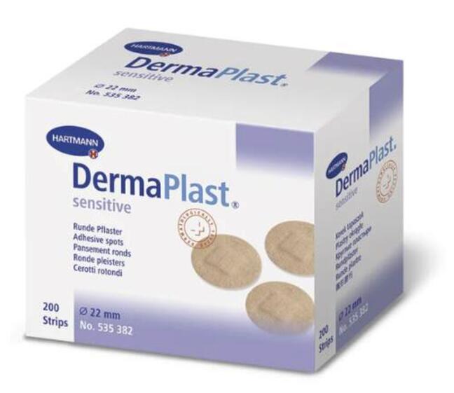 DermaPlast® sensitive - karbis - ümmargused plaastrid, läbimõõt 22 mm - 200 tk.