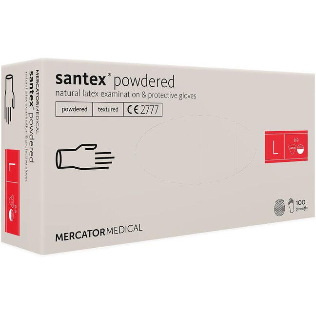 Γάντια λατέξ σε σκόνη Mercator Santex L - 100 τεμ
