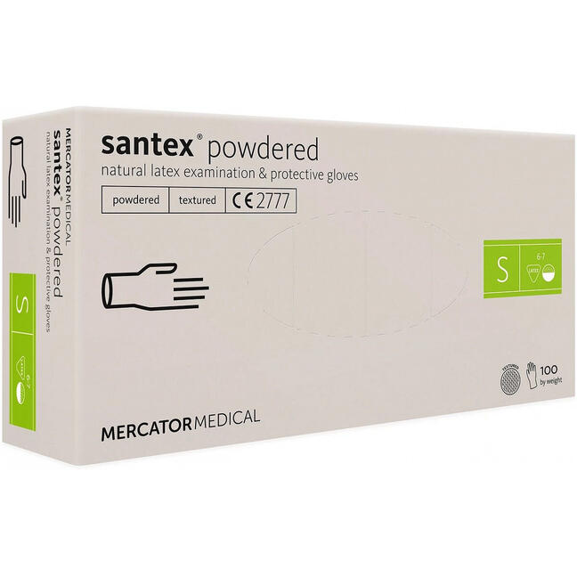 Γάντια λατέξ σε σκόνη Mercator Santex S - 100 τεμ