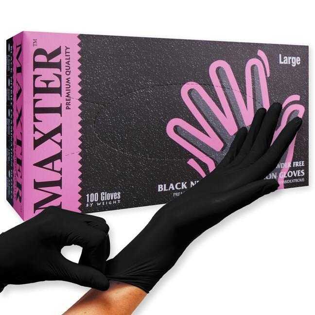Γάντια νιτριλίου MAXTER μαύρα L χωρίς σκόνη