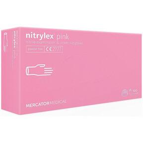 Γάντια νιτριλίου χωρίς πούδρα Mercator Nytrilex ροζ XS - 100 τμχ