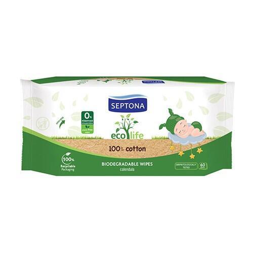 Lingettes humides pour bébés Ecolife - Biodégradables