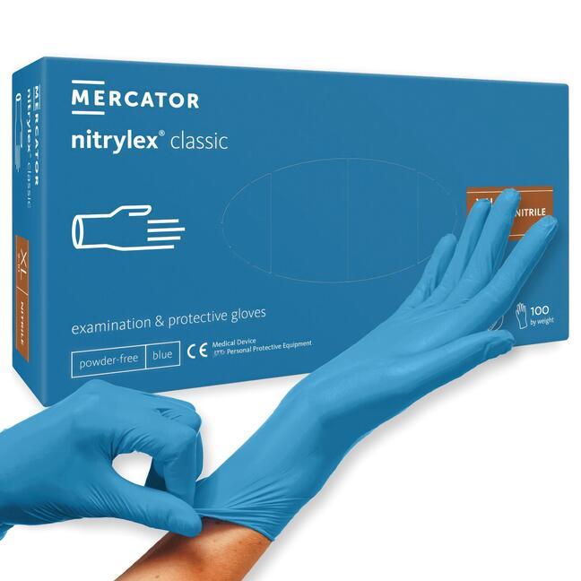 Mănuși de nitril fără pulbere Mercator nitrylex classic S - 100 buc.