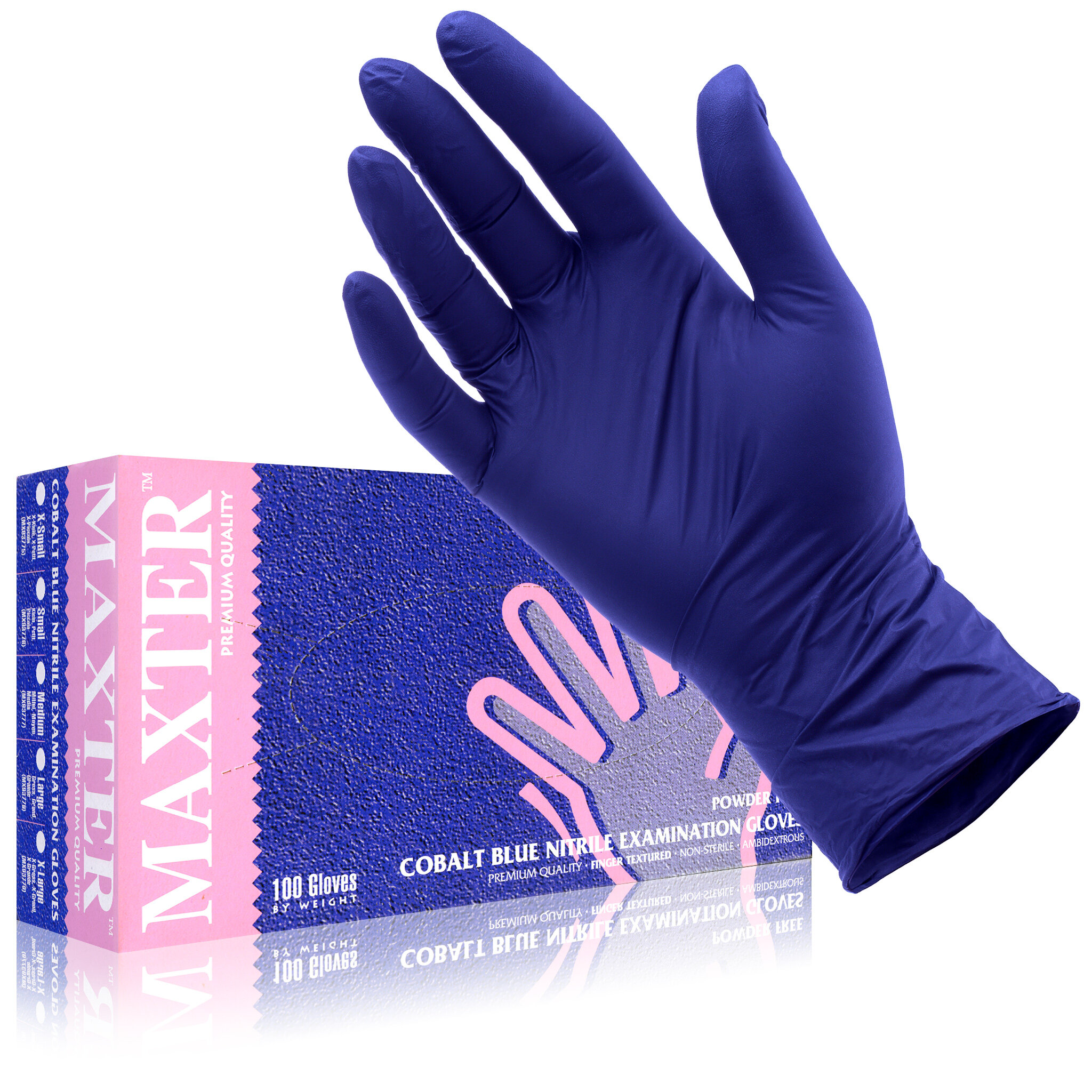 Maxter bleu cobalt S gants nitrile non poudrés - 100pcs