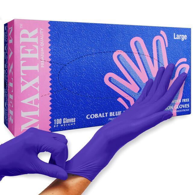 MAXTER kobaltblauwe XS poedervrije nitril handschoenen