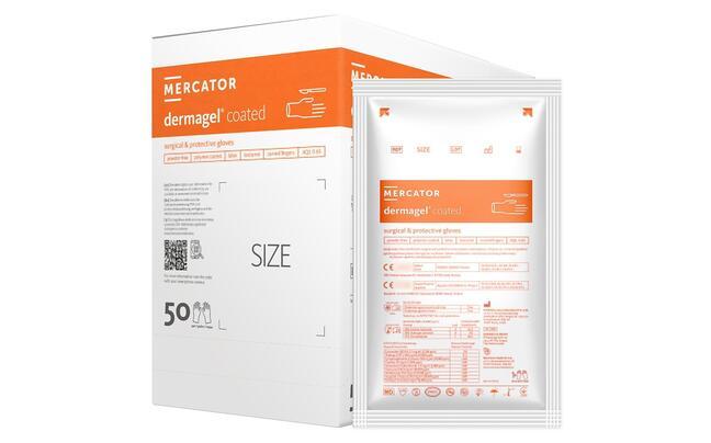 Mercator dermagel-belagda EO 7.5 puderfria latexhandskar för kirurgiskt bruk - 1 par