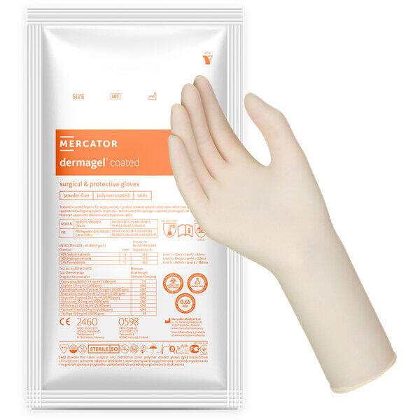 Mercator dermagel coated EO 8.5 powder-free latex surgical gloves - 1 pair