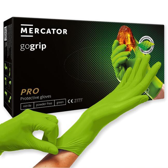 MERCATOR gogrip green L puderfri nitrilhandske med struktur 50st
