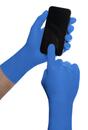MERCATOR gogrip lang blau L puderfrei nitril texturierte Handschuhe 50 Stück