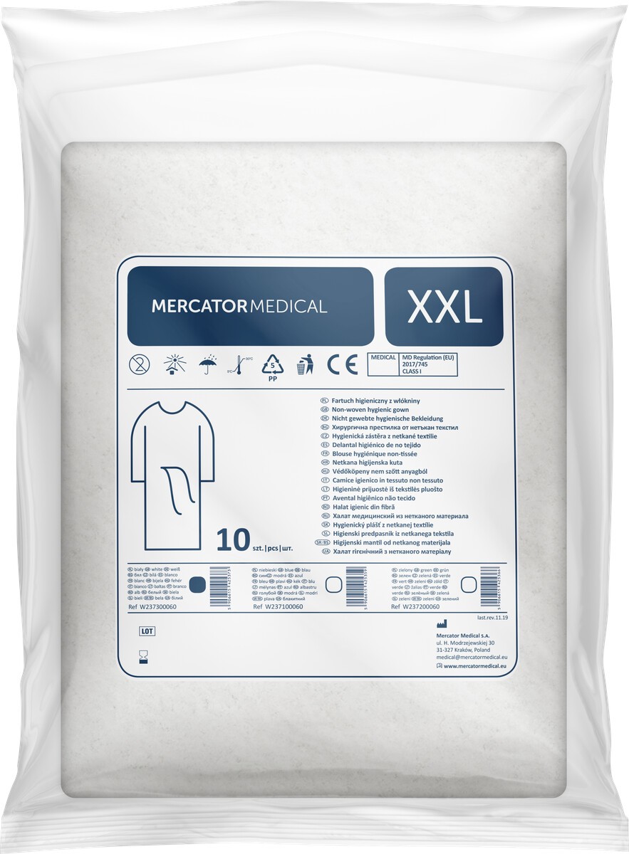 Mercator Hygienický plášť z netkanej textílie (biely) - XXL