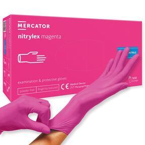 MERCATOR nitrylex magenta S gants en nitrile non poudrés