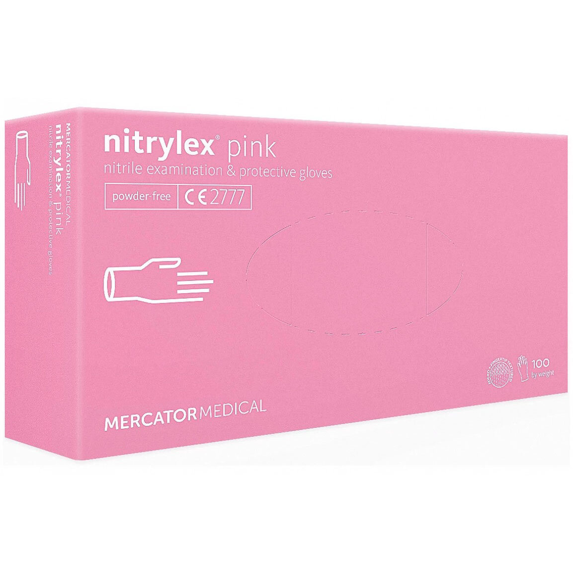 Mercator nitrylex pink XS powder-free nitrile gloves - 100pcs