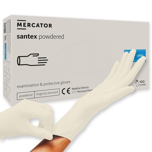 Mercator santex powdered M guantes de látex en polvo