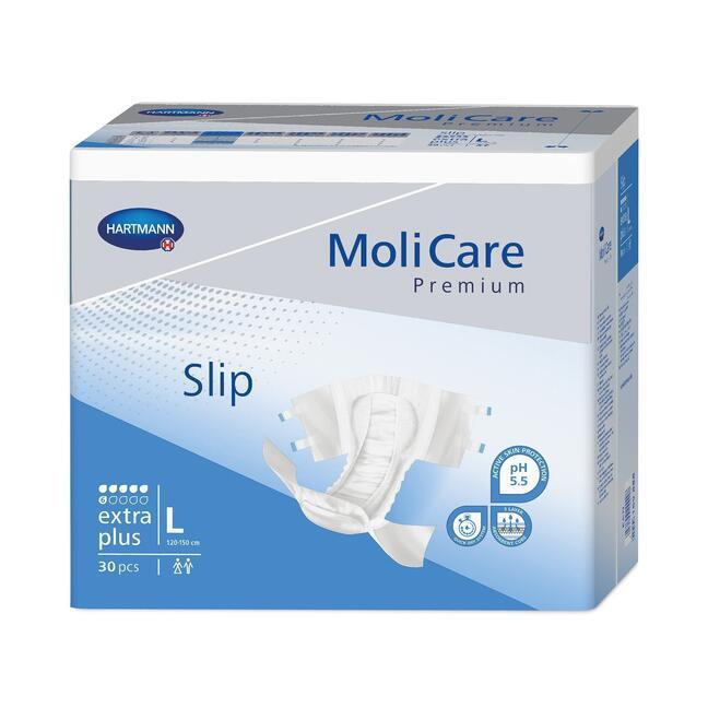 MoliCare® Premium Extra Plus - Circumferința șoldurilor 120 - 150 cm - Mărimea. L, capacitate de absorbție 2349 ml - 10 bucăți