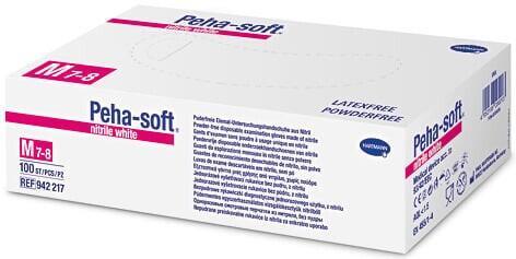Peha-soft® nitril fehér - nem steril, nem latex, púdermentes kesztyű - 2,5 mm-es méret M - 100 darab