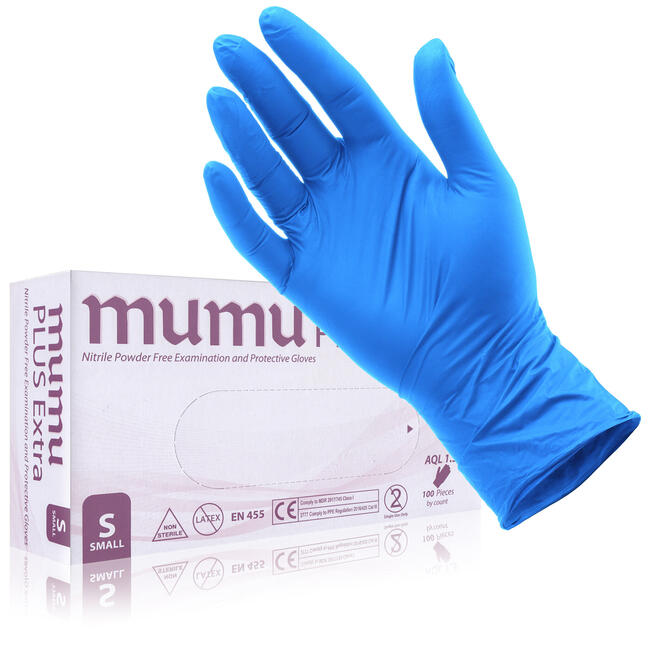 Puderfreie Nitrilhandschuhe MUMU Plus S - 100 Stück