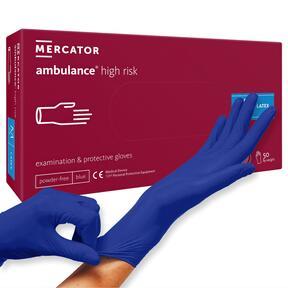 Rękawice lateksowe bezpudrowe MERCATOR do karetek wysokiego ryzyka M