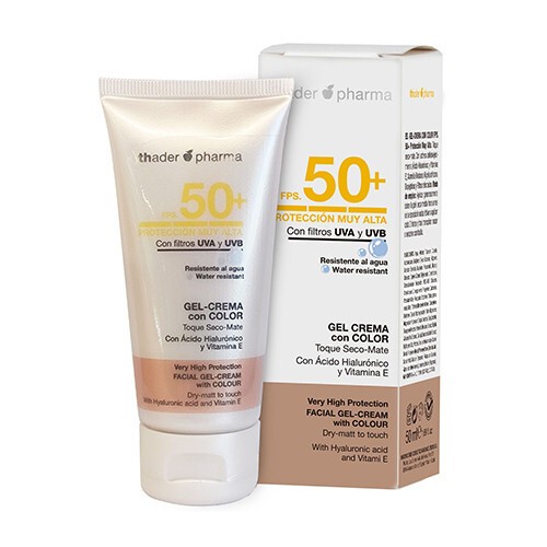 Színezett krémes arcápoló gél SPF 50+